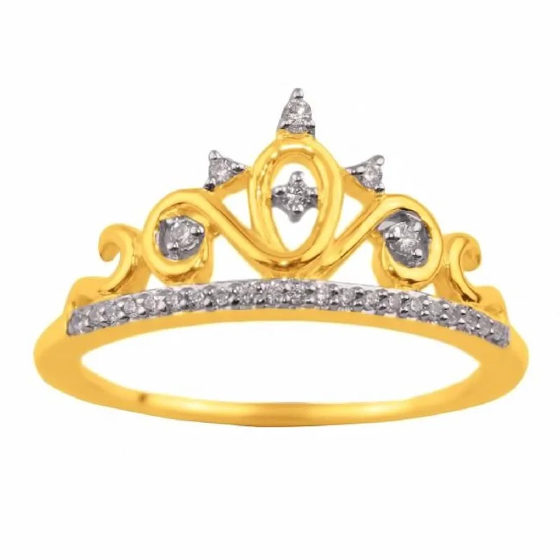 1/10 CTW Diamond Tiara Crown Ring in 10KT Yellow Gold