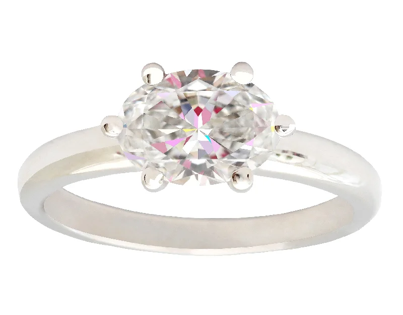 Bestselling Jewelry At Special Promotional Rates 1 Carat East-West Oval Diamond Ring with 6 Prongs