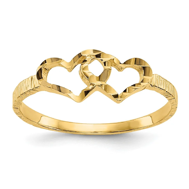 14KT Yellow Gold Childrens Heart Ring; Size 5