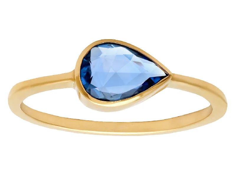 Bohemian-Inspired Jewelry For Free-Spirited Fashion 1ct Pear Rosecut Blue Sapphire Bezel Ring