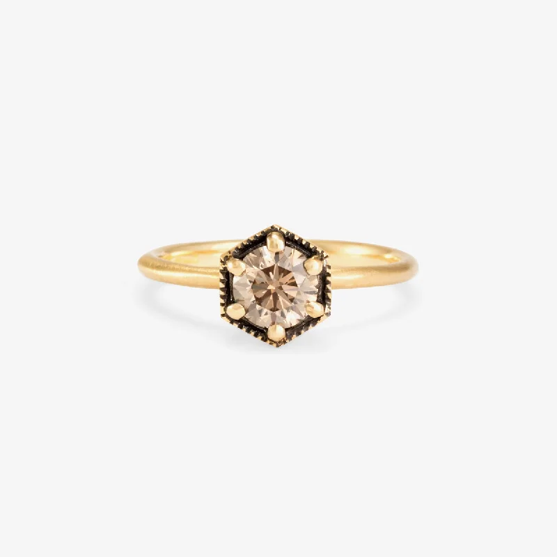 R2207BR | 5.6mm Brown Diamond Hexagon Ring