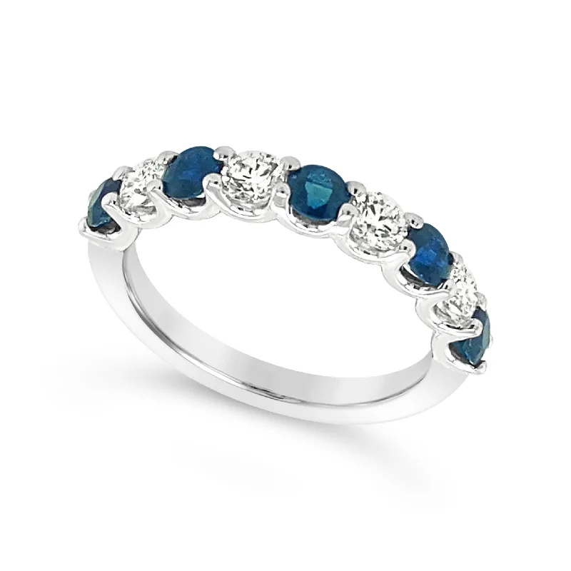 Chic, Trendy, And Affordable Jewelry Sale Alternating Diamond and Sapphire Ring