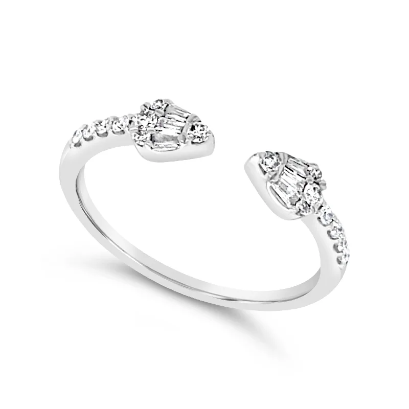 Gorgeous Jewelry, Limited-Time Savings Baguette and Round Diamond Open Design Ring