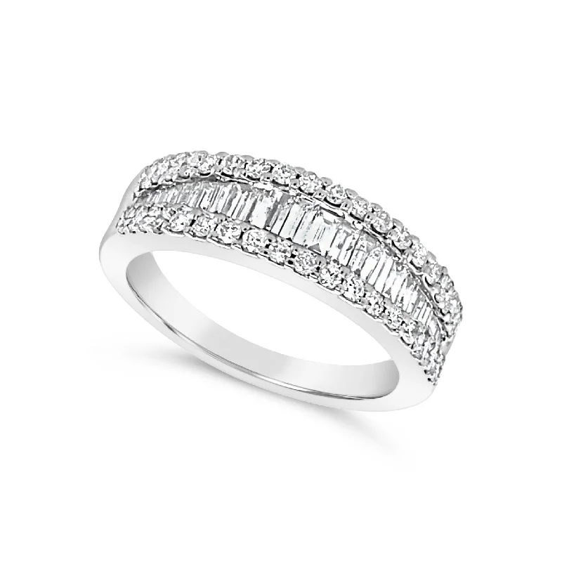 Sparkle More For Less – Jewelry Sale Happening Now Baguette and Round Diamond Tapered Design Ring