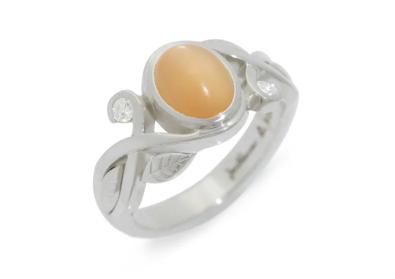 Best-Selling Jewelry Now Available At Special Deals Cabochon Gemstone & Diamond Elvish Vine Ring, White Gold & Platinum