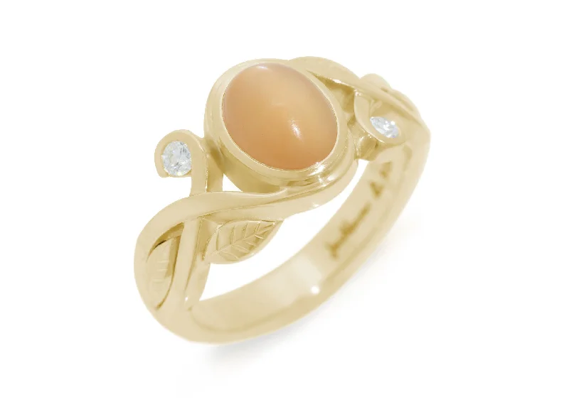 Grab Your Favorite Jewelry At The Lowest Prices Cabochon Gemstone & Diamond Elvish Vine Ring, Yellow Gold