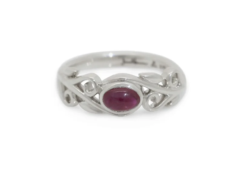 Make Every Moment Shine – Jewelry Discounts Available Cabochon Precious Gemstone Elvish Vine Ring, White Gold & Platinum