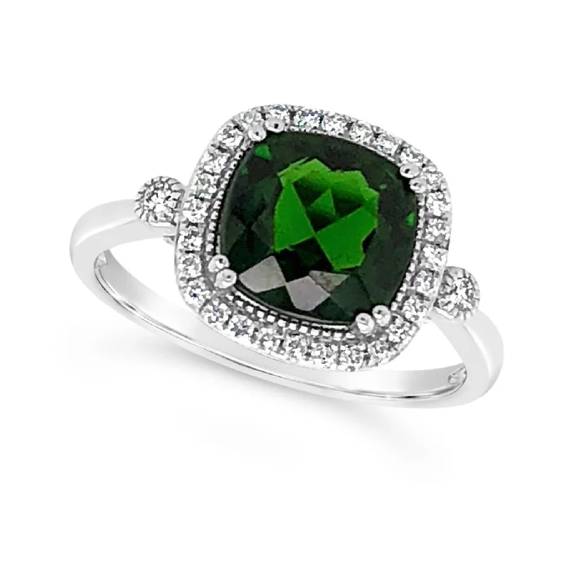 Elegant Jewelry Pieces At Unbelievable Prices Chrome Diopside and Diamond Halo Ring