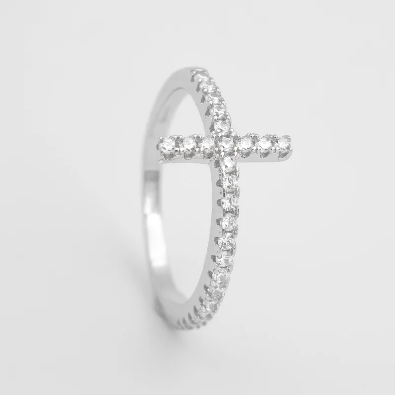 Horizontal Cross Ring | Sterling Silver