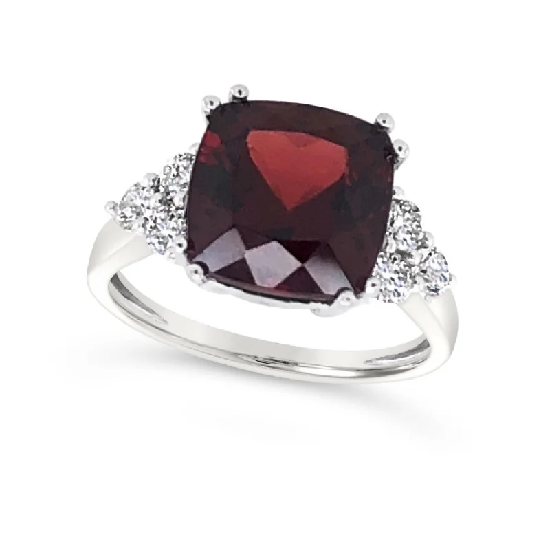 Limited-Stock Jewelry Clearance – Grab Your Favorites Now Cushion Shaped Garnet and Diamond Ring