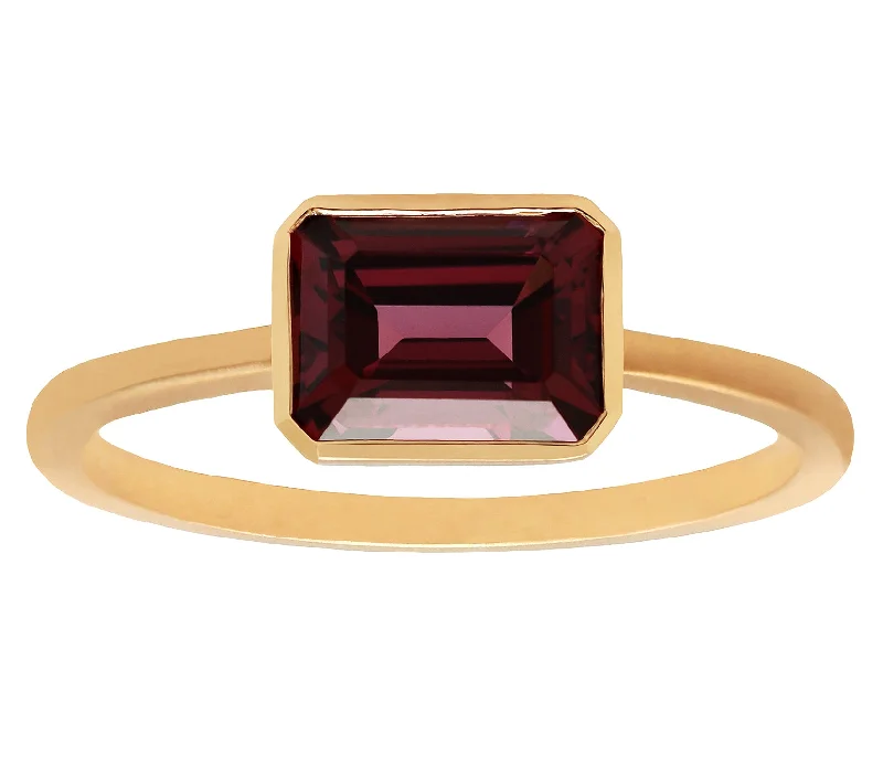 Huge Savings On Timeless Jewelry Collections Emerald Cut Rhodolite Garnet Bezel Ring