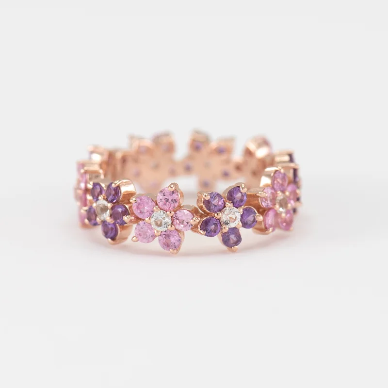 Shop Dazzling Jewelry With Special Promotional Discounts Fleur Pink Sapphire and Amethyst Band