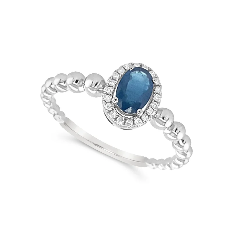 Save On Luxury Jewelry Pieces – Limited-Time Offers Oval Sapphire and Diamond Halo Beaded Design Ring