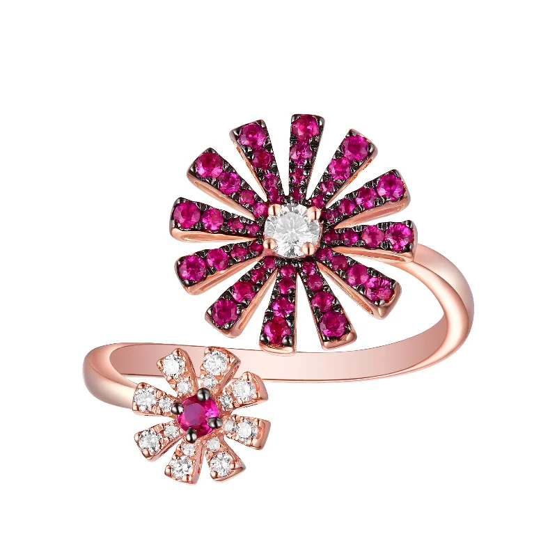 Ruby and Diamond Bypass Ring