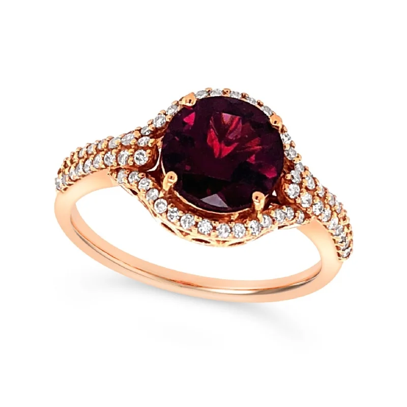 Elegant Jewelry, Exclusive Prices – Shop Now Round Garnet and Diamond Two Row Mounting