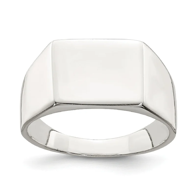 Sterling Silver 11x9mm Solid Back Signet Ring