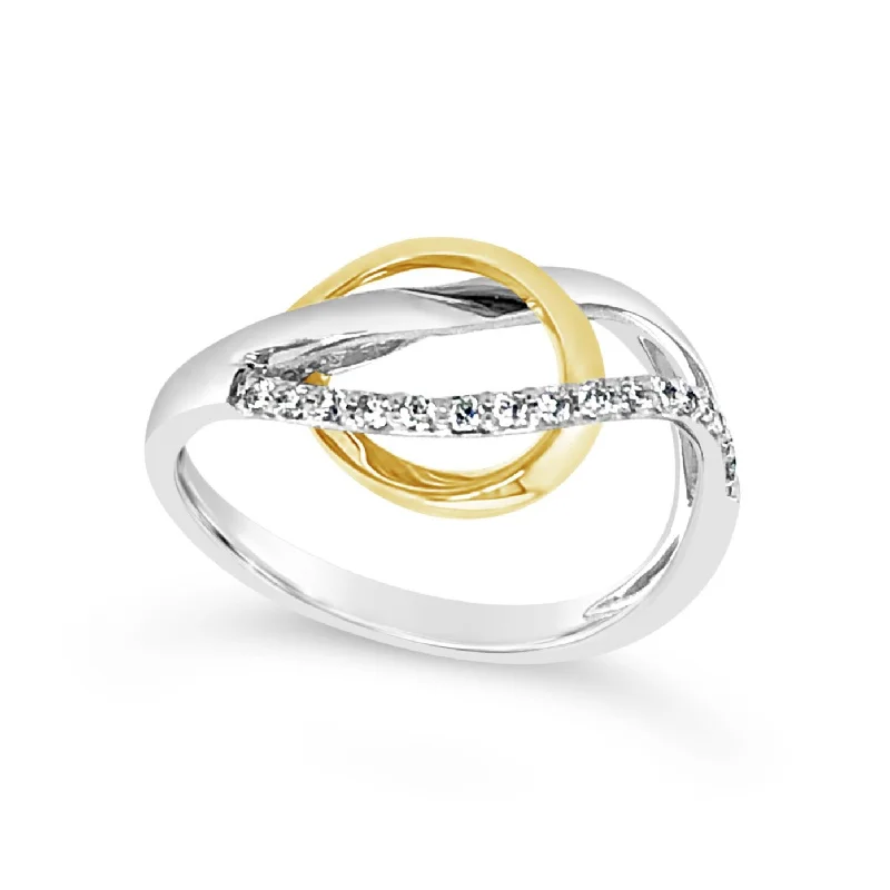 Big Discounts On Elegant Jewelry Collections Two-Tone Gold and Diamond Swirl Style Ring