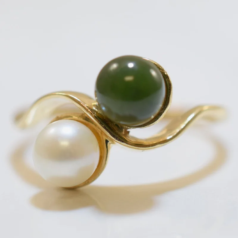 Shop Signature Jewelry Styles At Exclusive Prices Nephrite & Pearl Bypass Ring | 1.70ct, 1.30ct | SZ 8 | Shop Signature Jewelry Styles At Exclusive Prices Nephrite & Pearl Bypass Ring | 1.70ct, 1.30ct | SZ 8 |