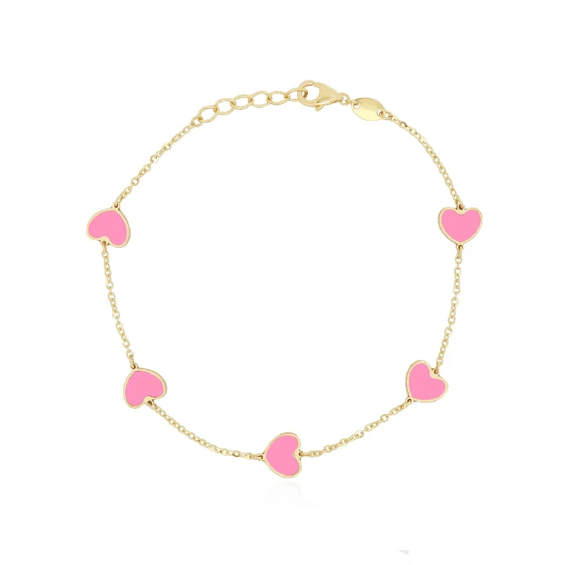 Bubblegum Pink Heart Station Bracelet