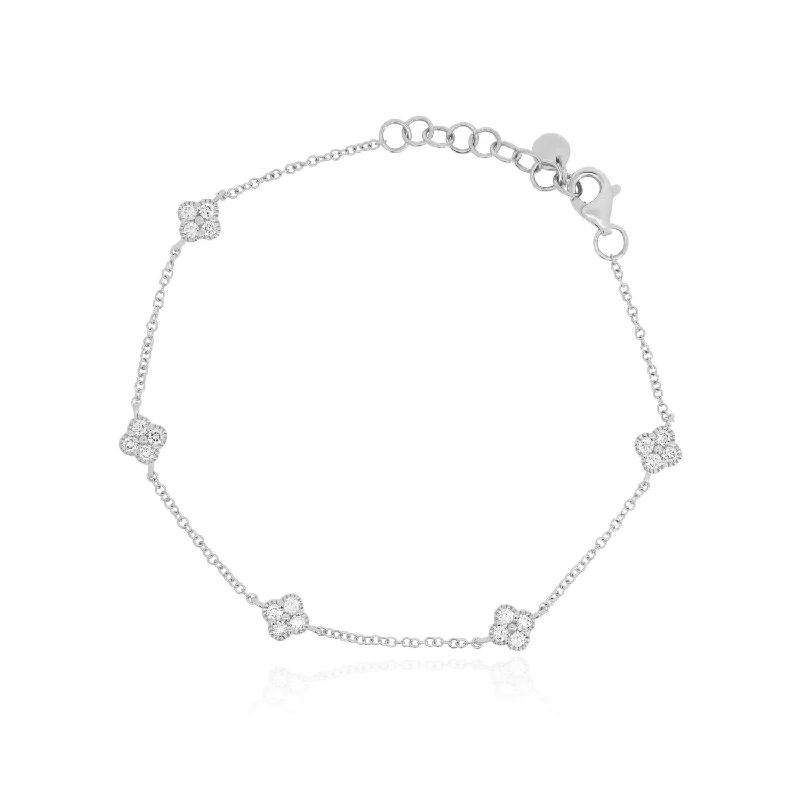 Diamond Clover Station Bracelet