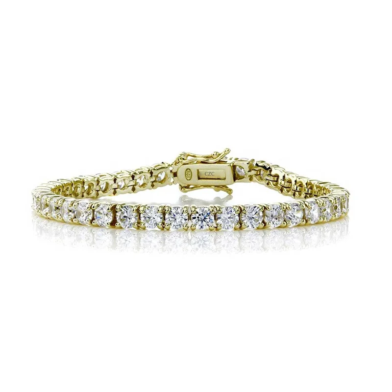 Ga Gold Overlay Clear Cubic Zirconia Tennis Bracelet