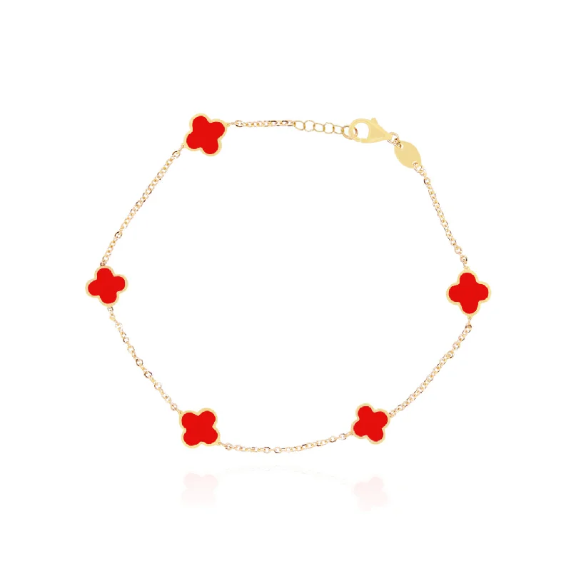 Mini Coral Clover Bracelet