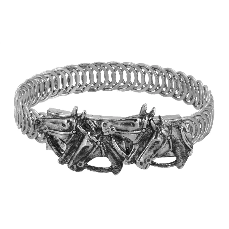 1928 Jewelry® Pewter Horse Heads Coil Bracelet