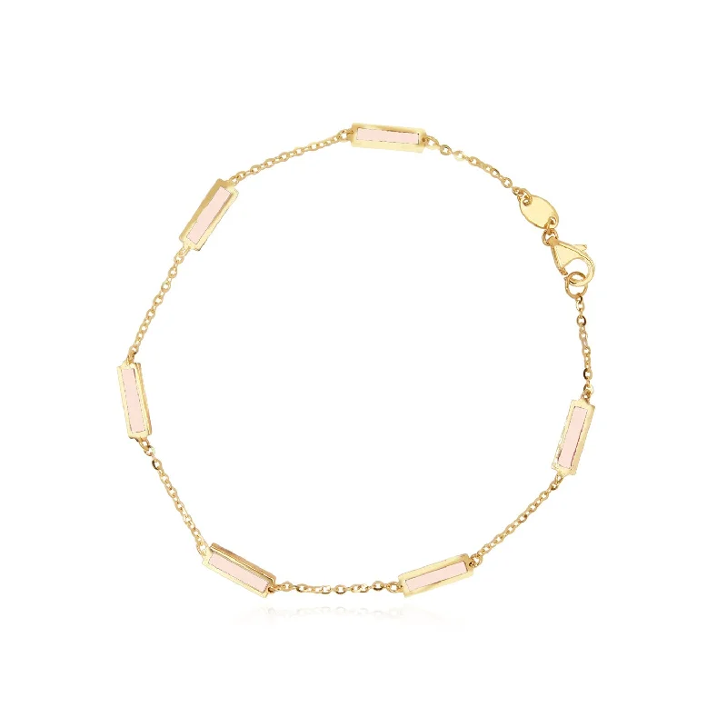 Pink Pearl Bar Chain Bracelet