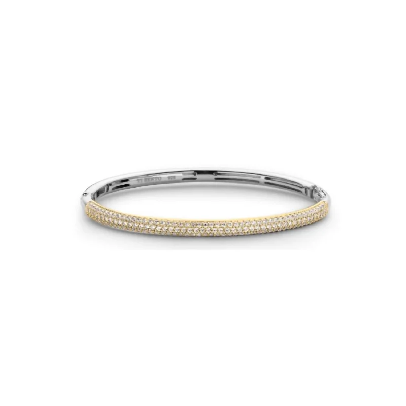 Women's Zirconia Bangle In Gold/silver