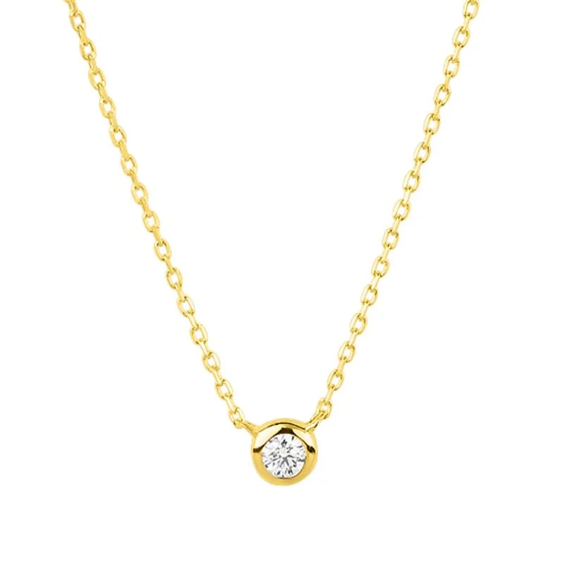 14k Yellow Gold 2.5mm Round Diamond Necklace