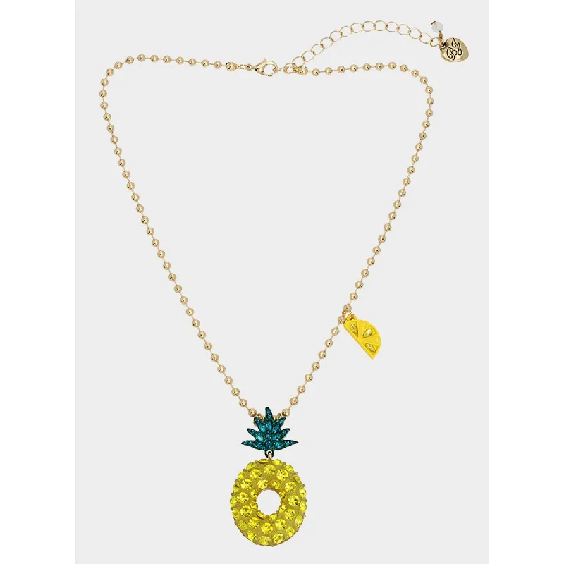 Betseys Pool Party Pineapple Necklace Yellow