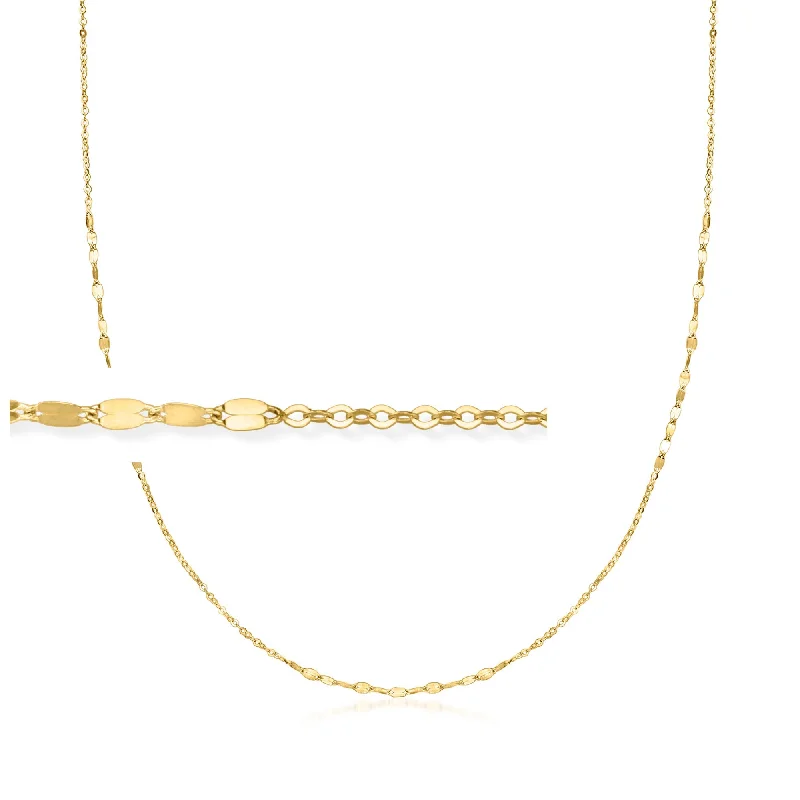 Canaria Italian 10kt Yellow Gold Alternating Cable and Lumachina-Chain Necklace