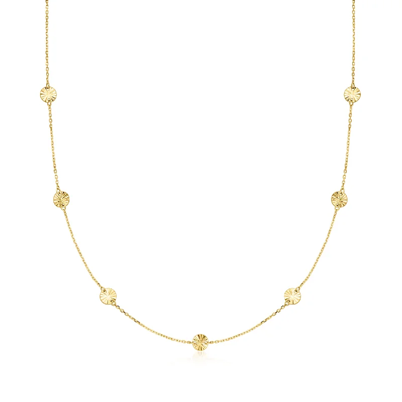 Canaria Italian 10kt Yellow Gold Diamond-Cut Disc Station Necklace