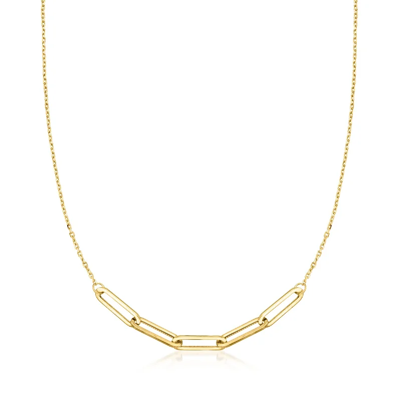 Canaria Italian 10kt Yellow Gold Paper Clip Link Central Station Necklace