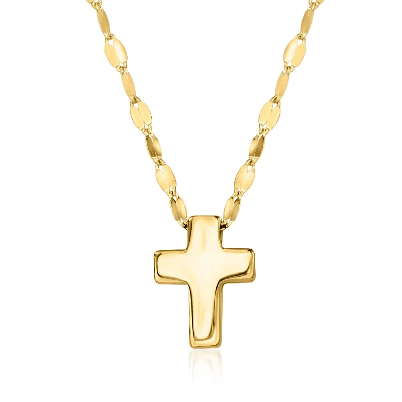 Canaria Italian 10kt Yellow Gold Puffed Cross Necklace