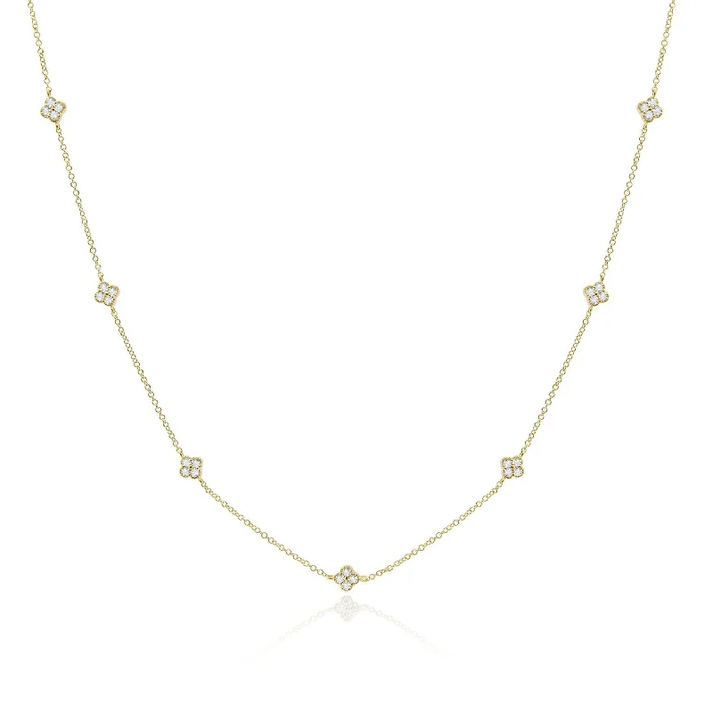 Diamond Clover Station Necklace