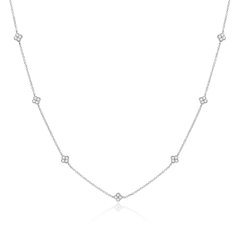 Diamond Clover Station Necklace