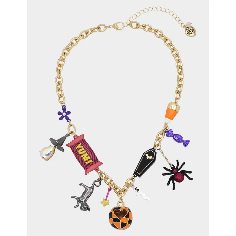 Ghoul Friends Halloween Charm Necklace Multi