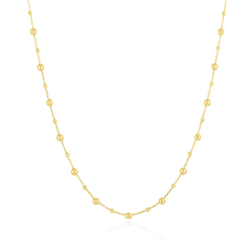 Gold Bead Station Chain Necklace