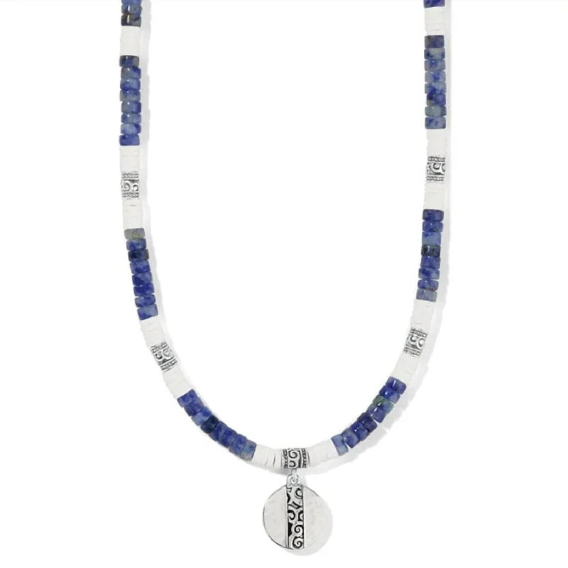 Mingle Shores Petite Blue Jasper Necklace In Blue & Silver