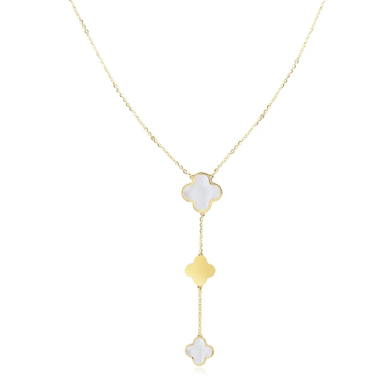 Mother of Pearl Clover Lariat Necklace