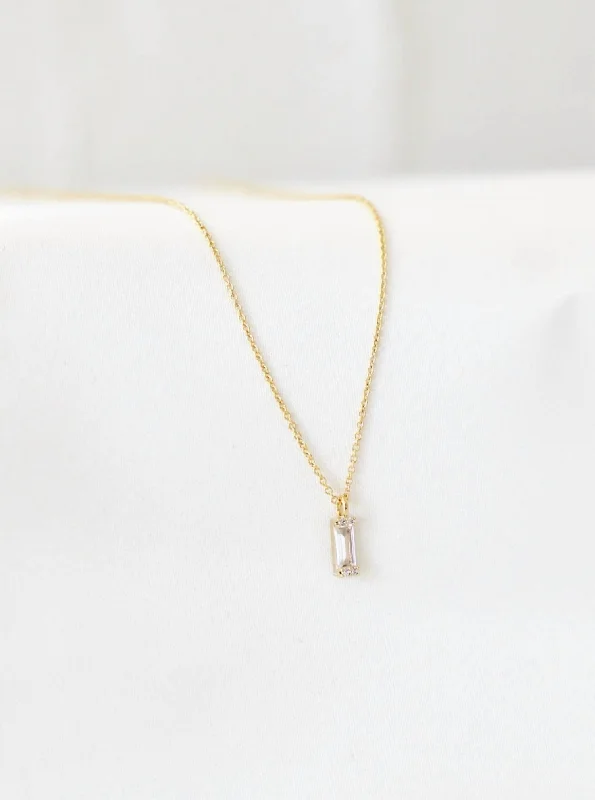 Petite Cz Prism Necklace In Gold