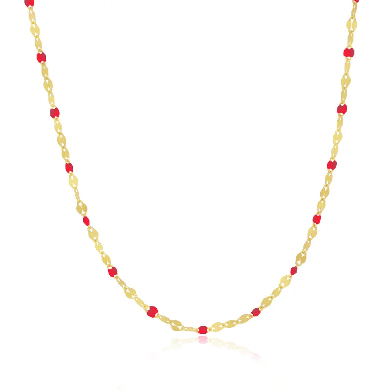 Red Enamel Glitter Necklace