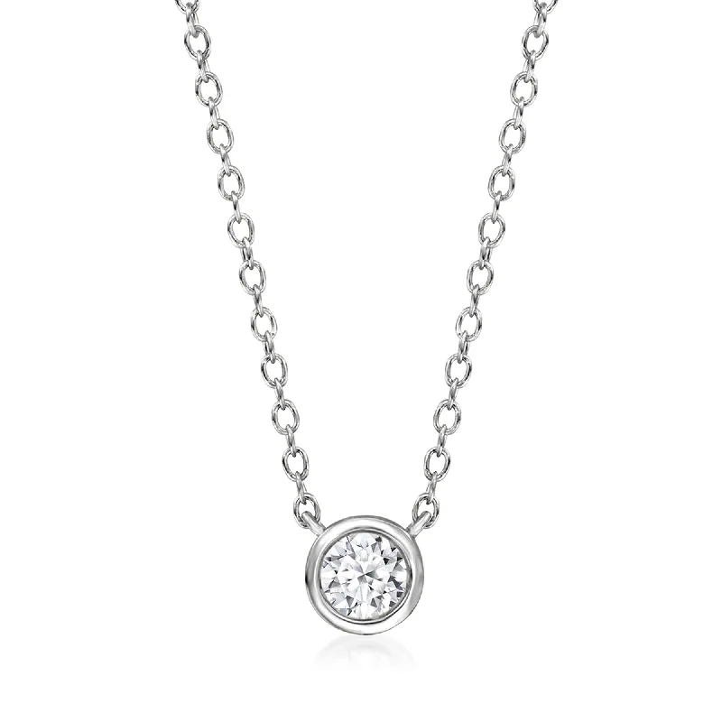 Ross-Simons Bezel-Set Lab-Grown Diamond Necklace in Sterling Silver