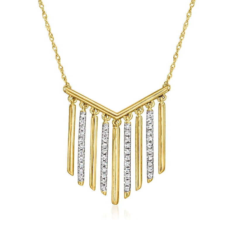 Ross-Simons Diamond Chevron Dangle Necklace in 18kt Gold Over Sterling