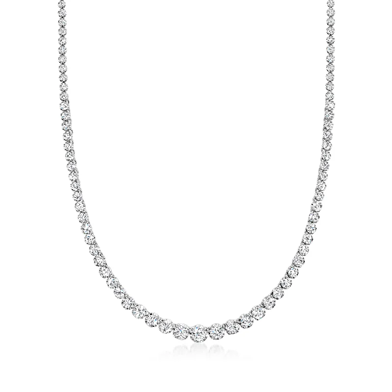 Ross-Simons Diamond Graduated Tennis Necklace in 14kt White Gold