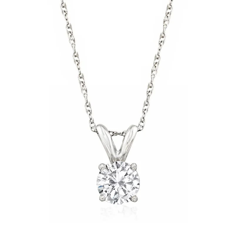 Ross-Simons Diamond Solitaire Necklace in 14kt White Gold