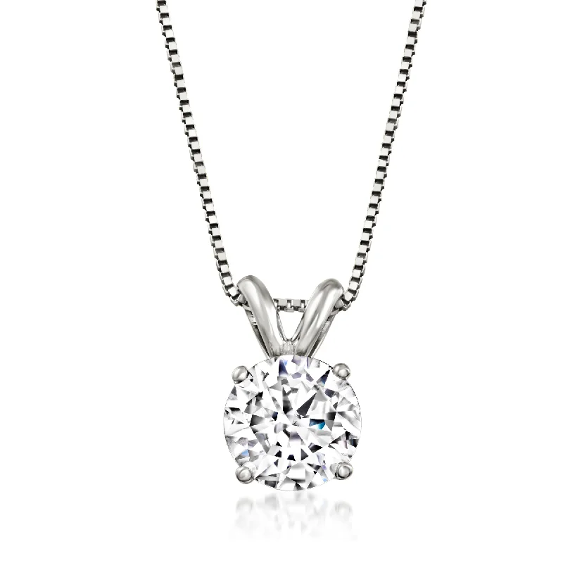 Ross-Simons Diamond Solitaire Necklace in 14kt White Gold