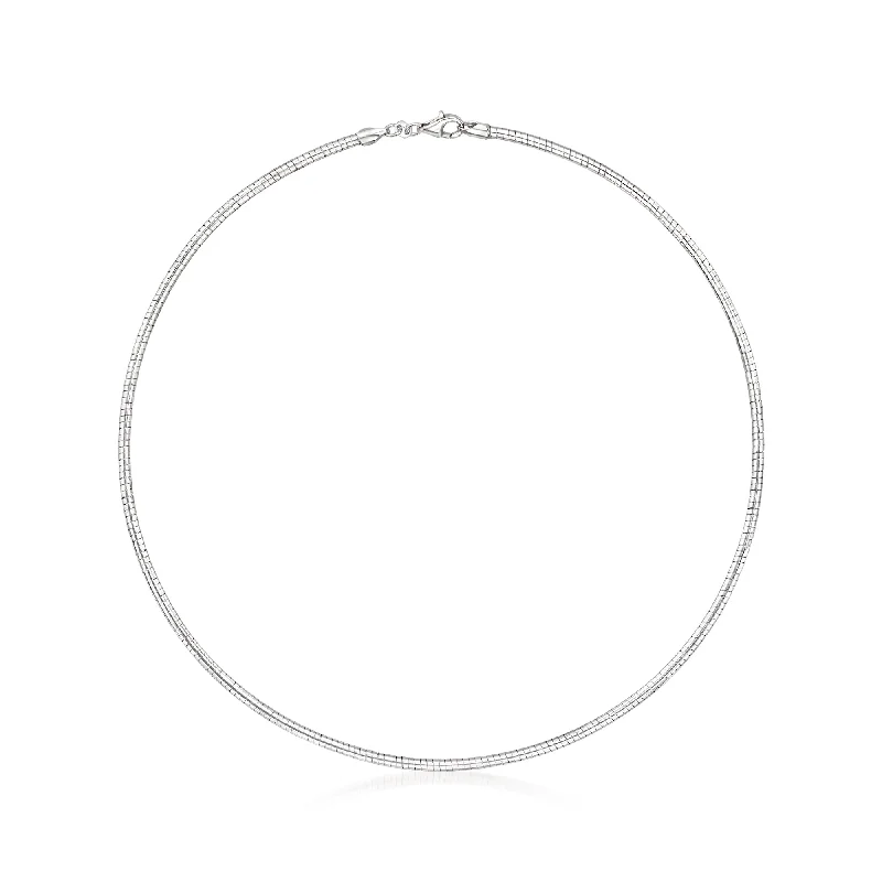 Ross-Simons Italian 3mm Sterling Silver Round Omega Necklace