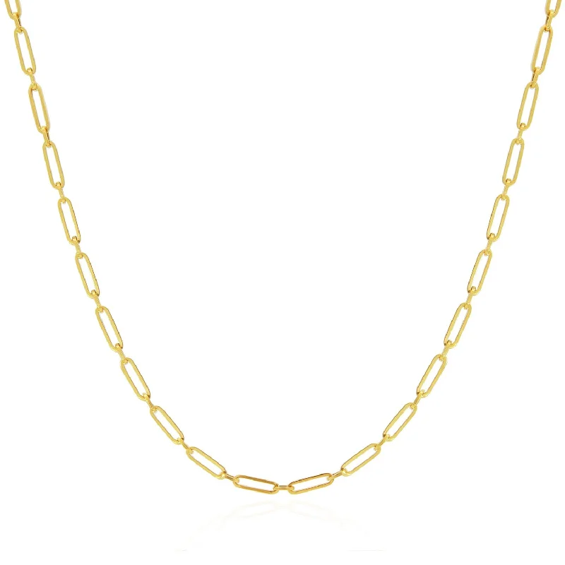 Round Link Paperclip Chain Necklace 16 inches